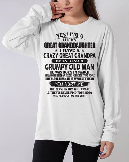 MARCH - LUCKY GREAT GRANDDAUGHTER OF CRAZY GREAT GRANDPA - PERFECT GIFT FROM GREAT GRANDPA - LUAN03 (SKU12-287-03)