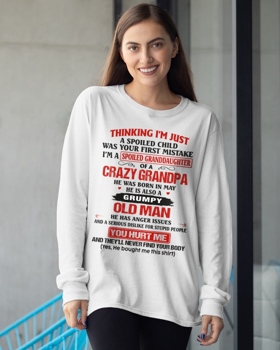 Spoiled Granddaughter of a Crazy Grandpa Shirt – Birthday Gift from May Grandpa / Man - luan05 (SKU12-200-05)