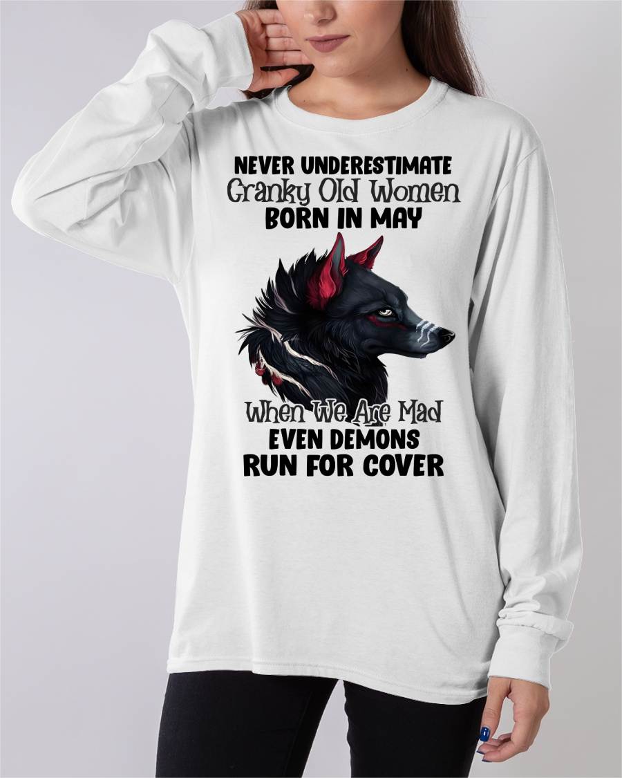 Never Underestimate Cranky Old Women Born In May – Birthday T-Shirt for Women - LUAN05 (SKU2603-45-05)