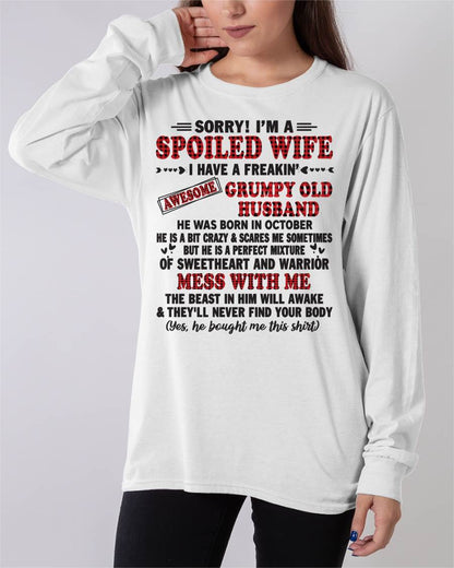OCTOBER - SPOILED WIFE OF AWESOME GRUMPY OLD HUSBAND - PERFECT GIFT FROM HUSBAND - LUAN10 (SKU12-111-10)