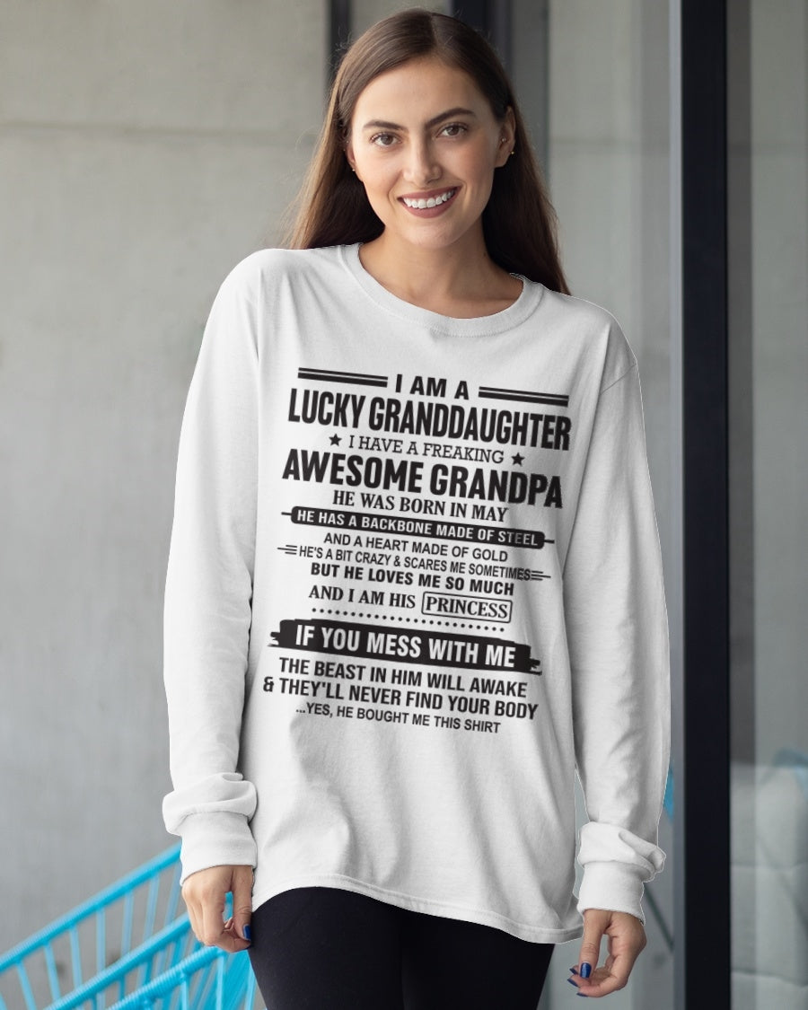 I Am A Lucky Granddaughter T-Shirt – Birthday Gift From May Grandpa / Man - luan05 (SKU11-122-05)