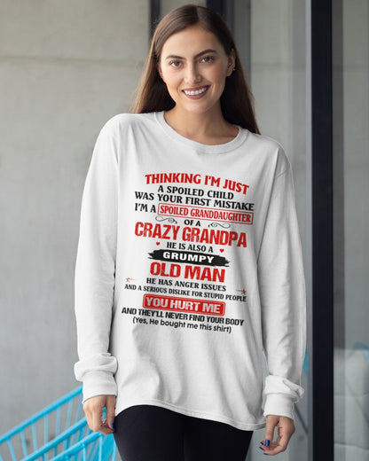 Spoiled Granddaughter of a Crazy Grandpa Shirt – Birthday Gift from Grandpa / Man - LUAN00 (SKU12-200-00)