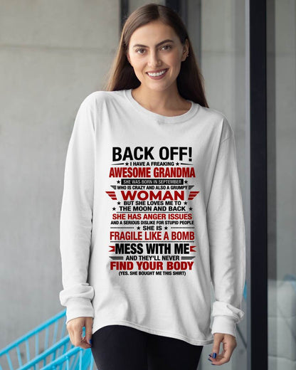 SEPTEMBER AWESOME GRANDMA T-SHIRT – PERFECT GIFT FROM GRANDMA - LUAN09 (SKU2607-260-09)
