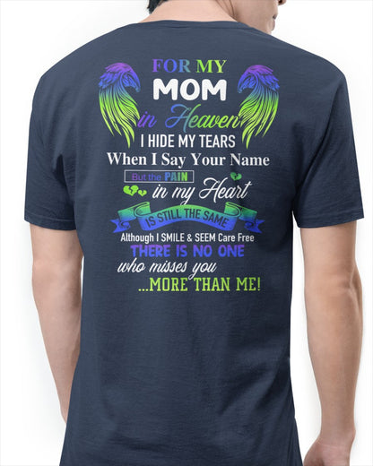 Personalized Memorial T-Shirt for Mom in Heaven - In Loving Memory Shirt, Miss You Mom Gift (SKUMOM) LUAN00