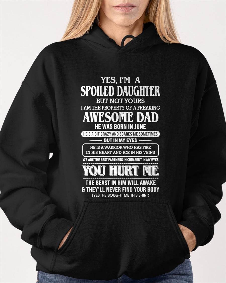 Spoiled Daughter - Gift From Dad For Daughter Black T-Shirt - LUAN06 (SKU07-172-06)