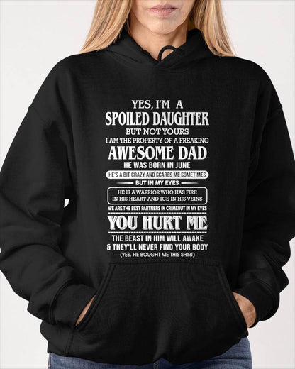 Spoiled Daughter - Gift From Dad For Daughter Black T-Shirt - LUAN06 (SKU07-172-06)