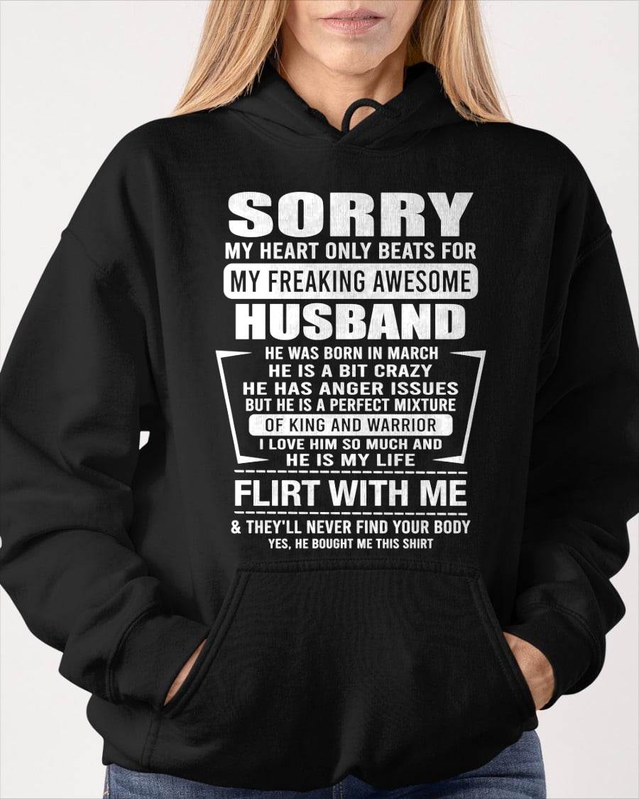 March - My Freaking Awesome Husband T-Shirt – Funny Gift From Husband - LUAN03 (SKU2606-344-03)