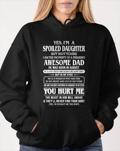 Spoiled Daughter - Gift From Dad For Daughter Black T-Shirt - LUAN08 (SKU07-172-08)