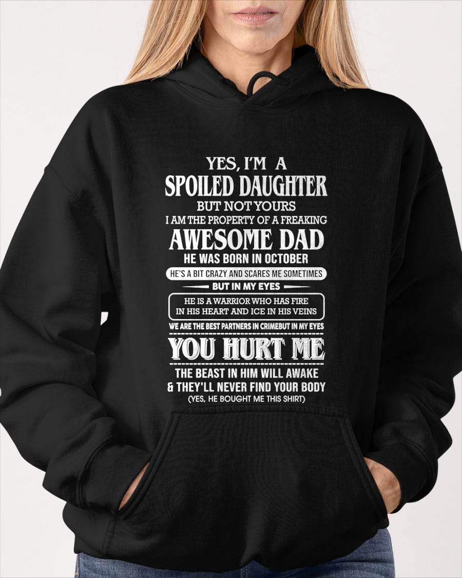 Spoiled Daughter - Gift From Dad For Daughter Black T-Shirt - LUAN10 (SKU07-172-10)