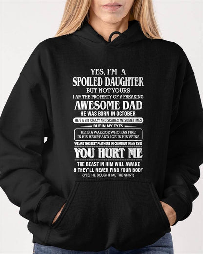 Spoiled Daughter - Gift From Dad For Daughter Black T-Shirt - LUAN10 (SKU07-172-10)