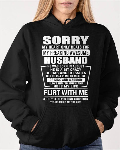 August - My Freaking Awesome Husband T-Shirt – Funny Gift From Husband - LUAN08 (SKU2606-344-08)