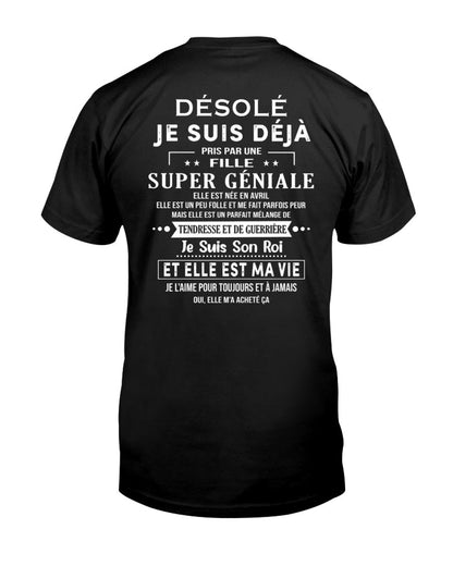 Désolé les filles, je suis déjà pris - Ma copine est folle et adorable - Cadeau spécial pour votre petit ami ou mari - (SKU04-111-04) - LUAN04