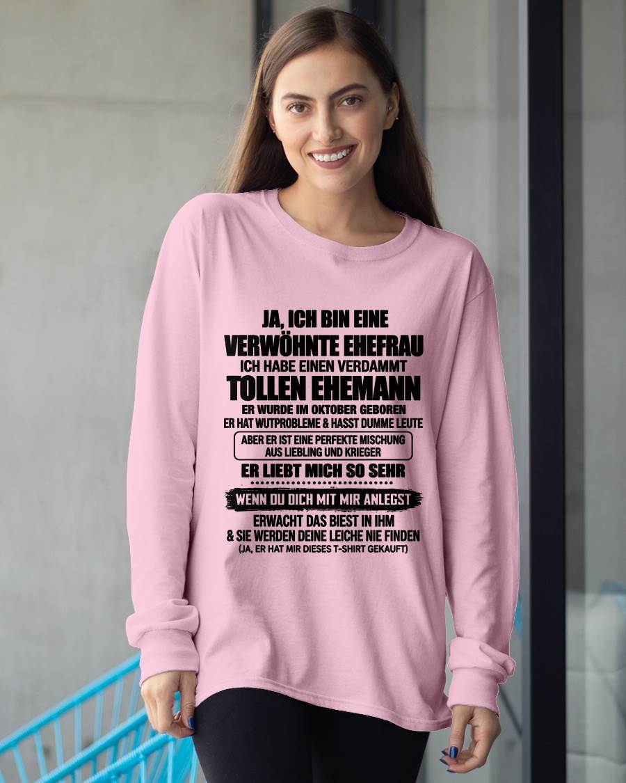 OKTOBER - VERWÖHNTE EHEFRAU - TOLLER EHEMANN - LIEBLING & KRIEGER - PERFEKTES GESCHENK VOM EHEMANN AN SEINE FRAU - LUAN10 (SKU2609-68-10)
