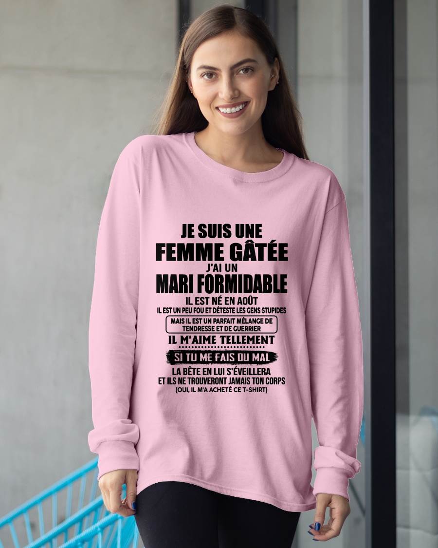 AOÛT - FEMME GÂTÉE - MARI FORMIDABLE - TENDRESSE & GUERRIER - CADEAU PARFAIT DU MARI À SA FEMME - LUAN08 (SKU2608-631-08)