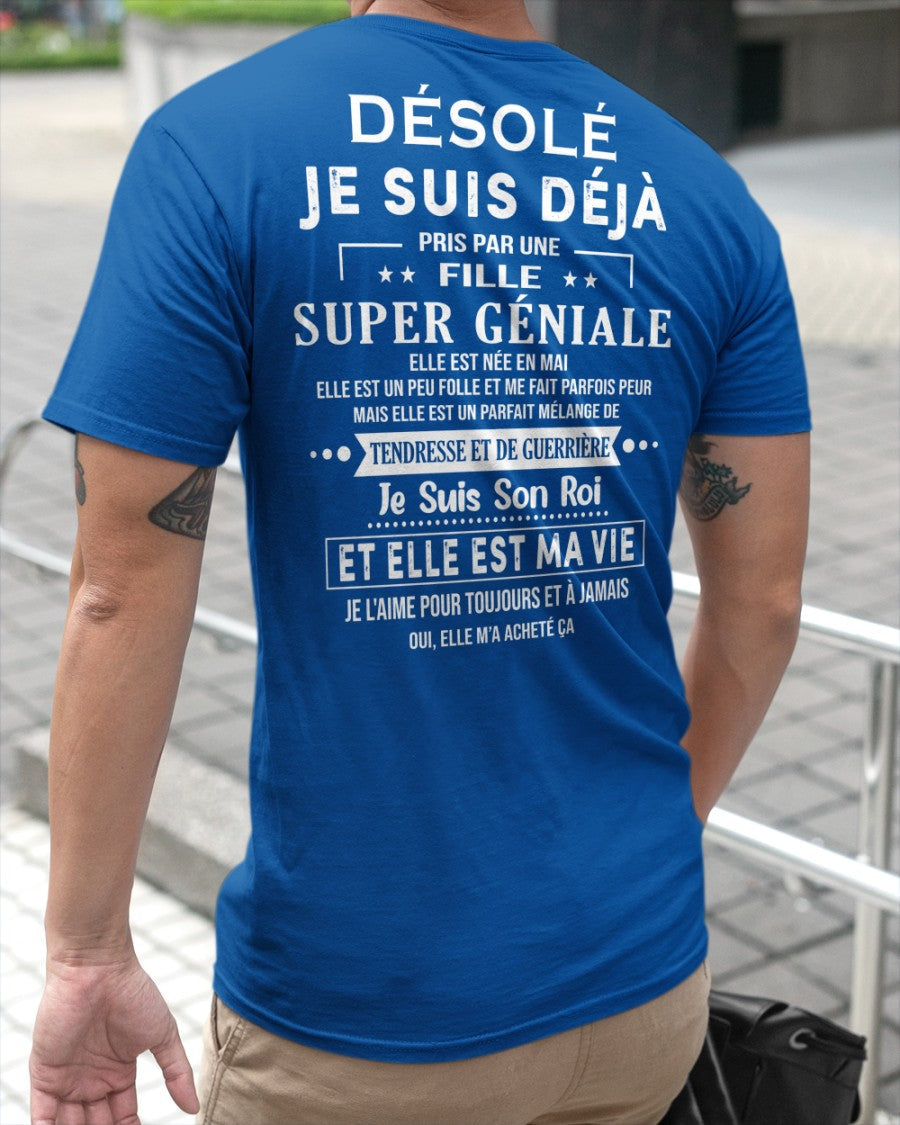 Désolé les filles, je suis déjà pris - Ma copine est folle et adorable - Cadeau spécial pour votre petit ami ou mari - (SKU04-111-05) - LUAN05