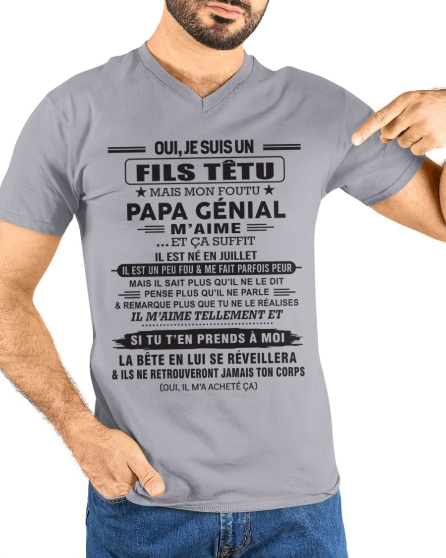JUILLET - Oui, je suis un garçon têtu – T-shirt | Cadeau d’anniversaire de papa pour son fils - LUAN07 / fr07 (SKU12-260-07)