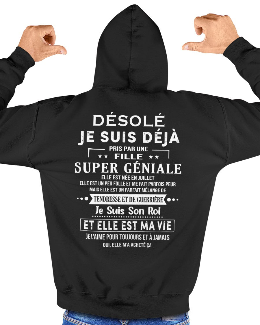 Désolé les filles, je suis déjà pris - Ma copine est folle et adorable - Cadeau spécial pour votre petit ami ou mari - (SKU04-111-07) - LUAN07