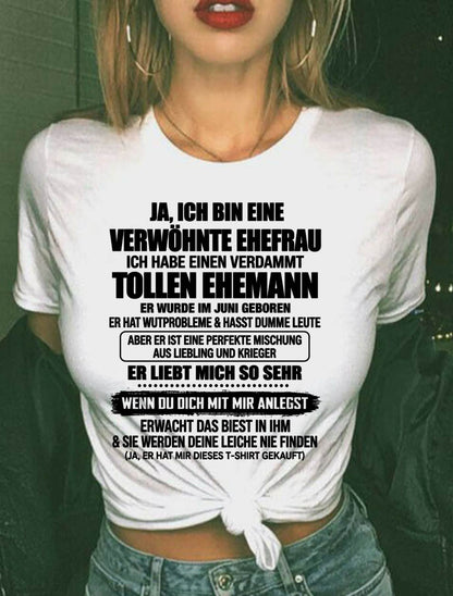 JUNI - VERWÖHNTE EHEFRAU - TOLLER EHEMANN - LIEBLING & KRIEGER - PERFEKTES GESCHENK VOM EHEMANN AN SEINE FRAU - LUAN06 (SKU2609-68-06)
