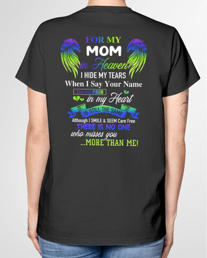 Personalized Memorial T-Shirt for Mom in Heaven - In Loving Memory Shirt, Miss You Mom Gift (SKUMOM) LUAN00