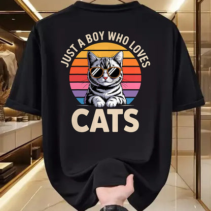 Cat Love Shirt, Funny Cat Lover Gift UnisexT-Shirt/Hoodie/Sweatshirt HLT00 - Just a Boy Who Loves Cats T-Shirt