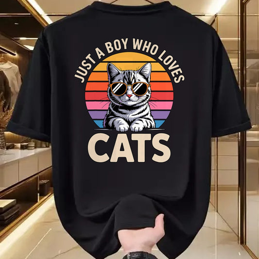 Cat Love Shirt, Funny Cat Lover Gift UnisexT-Shirt/Hoodie/Sweatshirt HLT00 - Just a Boy Who Loves Cats T-Shirt