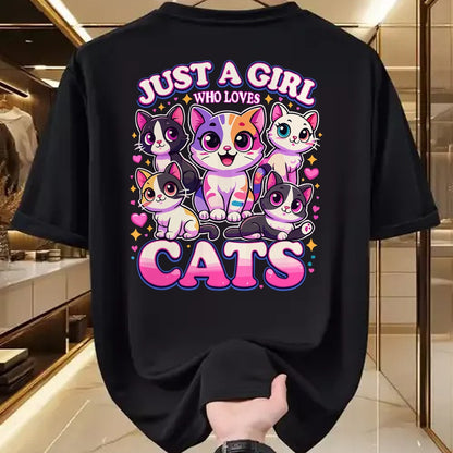 Cat Love Shirt, Funny Cat Lover Gift UnisexT-Shirt/Hoodie/Sweatshirt HLT00 - Cat Just a Girl Who Loves Cats T-Shirt