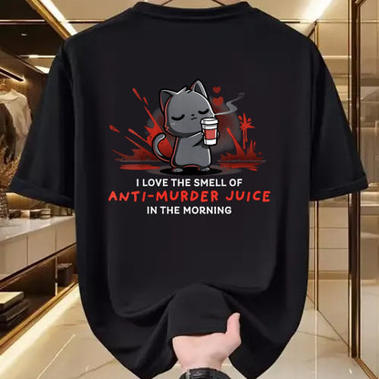 Cat Love Shirt, Funny Cat Lover Gift UnisexT-Shirt/Hoodie/Sweatshirt HLT00 - Womens Cat Drink Coffee I Love The Smell Of Anti Murder Juice V-Neck T-Shirt