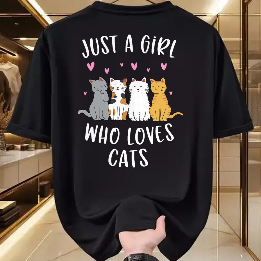 Cat Love Shirt, Funny Cat Lover Gift UnisexT-Shirt/Hoodie/Sweatshirt HLT00 - Just A Girl Who Loves Cats Cute Cat Lover T-Shirt Small (1)