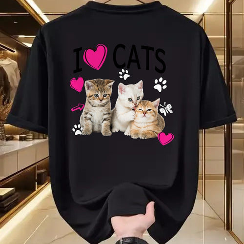 Cat Love Shirt, Funny Cat Lover Gift UnisexT-Shirt/Hoodie/Sweatshirt HLT00 - Cat Lover Tee Cute I Love Cats Kittens Hearts Paws Gift Idea T-Shirt (1)