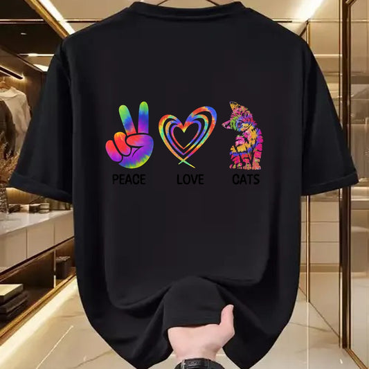Cat Love Shirt, Funny Cat Lover Gift UnisexT-Shirt/Hoodie/Sweatshirt HLT00 - Peace Love Cats Funny Kitty Cat Lover T-Shirt (2)