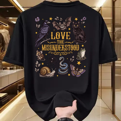 Cat Love Shirt, Funny Cat Lover Gift UnisexT-Shirt/Hoodie/Sweatshirt HLT00 - Vintage Love The Misunderstood Bat Raven Cat Snake Moth Frog T-Shirt
