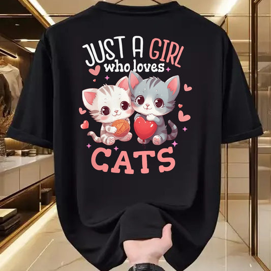 Cat Love Shirt, Funny Cat Lover Gift UnisexT-Shirt/Hoodie/Sweatshirt HLT00 - Just A Girl Who Loves Cats Cute Kawaii Hearts Cat Lover T-Shirt