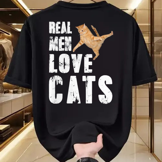 Cat Love Shirt, Funny Cat Lover Gift UnisexT-Shirt/Hoodie/Sweatshirt HLT00 - Real Men Love Cats T Shirt Funny Cat Love Cute T-Shirt, Men, Black, 3X-Large