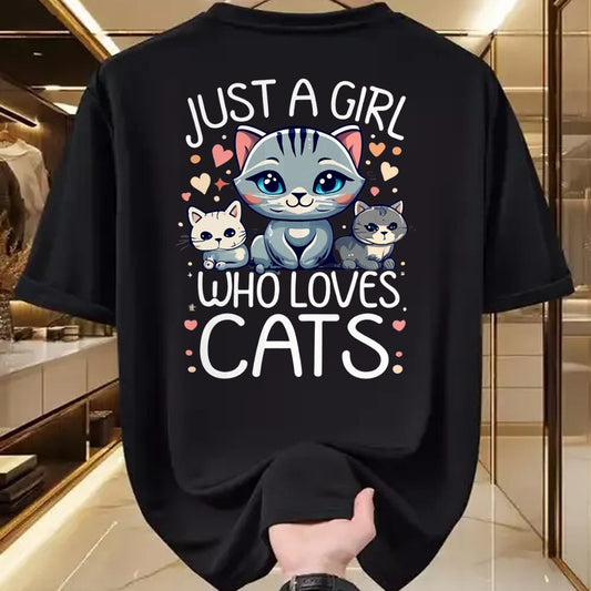 Cat Love Shirt, Funny Cat Lover Gift UnisexT-Shirt/Hoodie/Sweatshirt HLT00 - Just a Girl who Loves Cats Cute Cat Lover T-Shirt