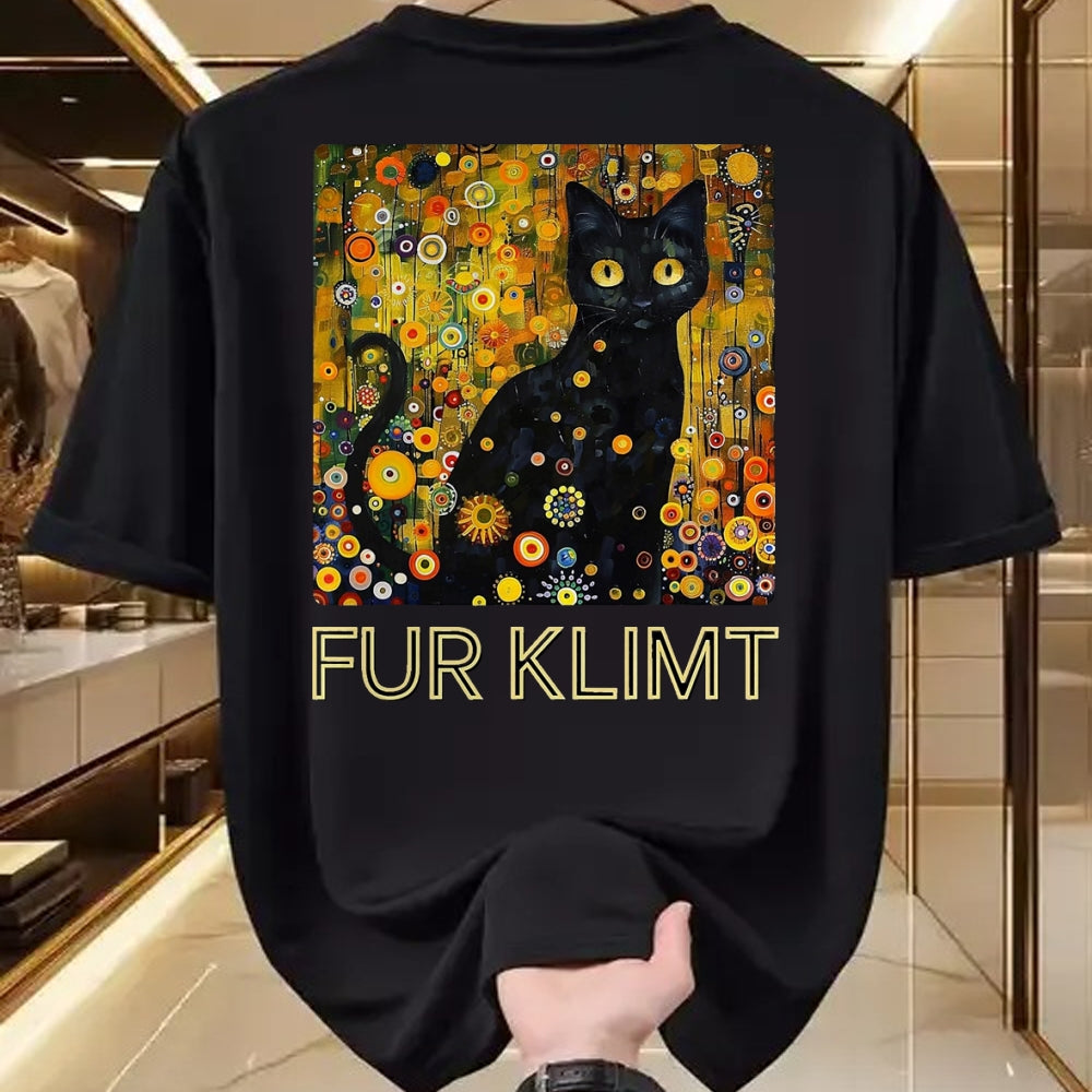 Cat Love Shirt, Funny Cat Lover Gift UnisexT-Shirt/Hoodie/Sweatshirt HLT00 - Black Cat in Klimt Painting, Cat Lover, Artist Art Student T-Shirt, Men, Black, 3X-Large