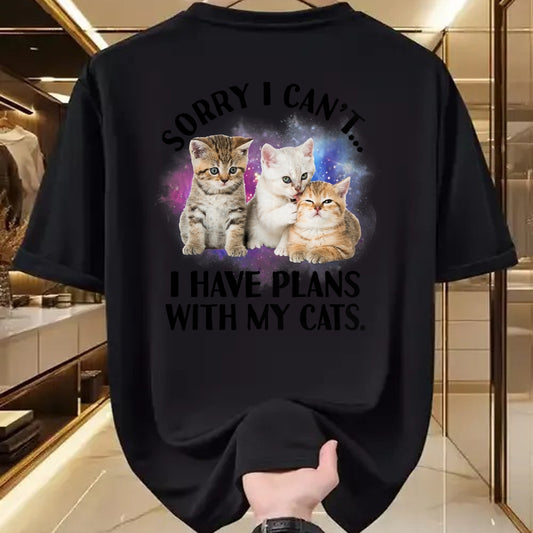 Cat Love Shirt, Funny Cat Lover Gift UnisexT-Shirt/Hoodie/Sweatshirt HLT00 - Sorry I Can_t I Have Plans with My Cat - Cat Lover Gift T-Shirt