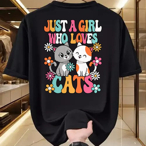 Cat Love Shirt, Funny Cat Lover Gift UnisexT-Shirt/Hoodie/Sweatshirt HLT00 - Just A Girl Who Loves Cats Cute Cat Lover Kitten Girls Kids T-Shirt