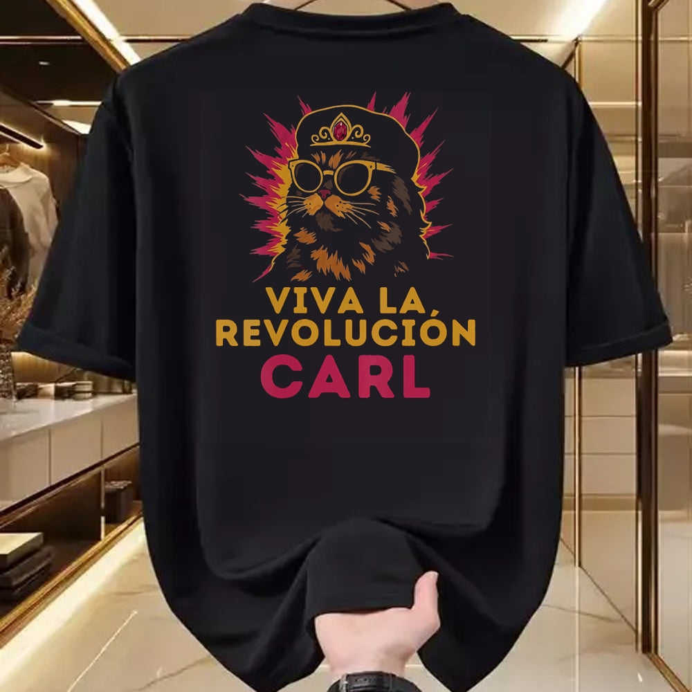 Cat Love Shirt, Funny Cat Lover Gift UnisexT-Shirt/Hoodie/Sweatshirt HLT00 - Women_s Viva La Revolucion Carl Funny Cat V-Neck T-Shirt