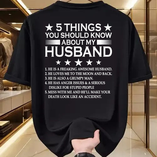 Best Husband Shirt, Wife and Husband Unisex T-Shirt/Hoodie/Sweatshirt HLT00 - 5 Things You Should Know About My Husband Marriage T-Shirt (1)