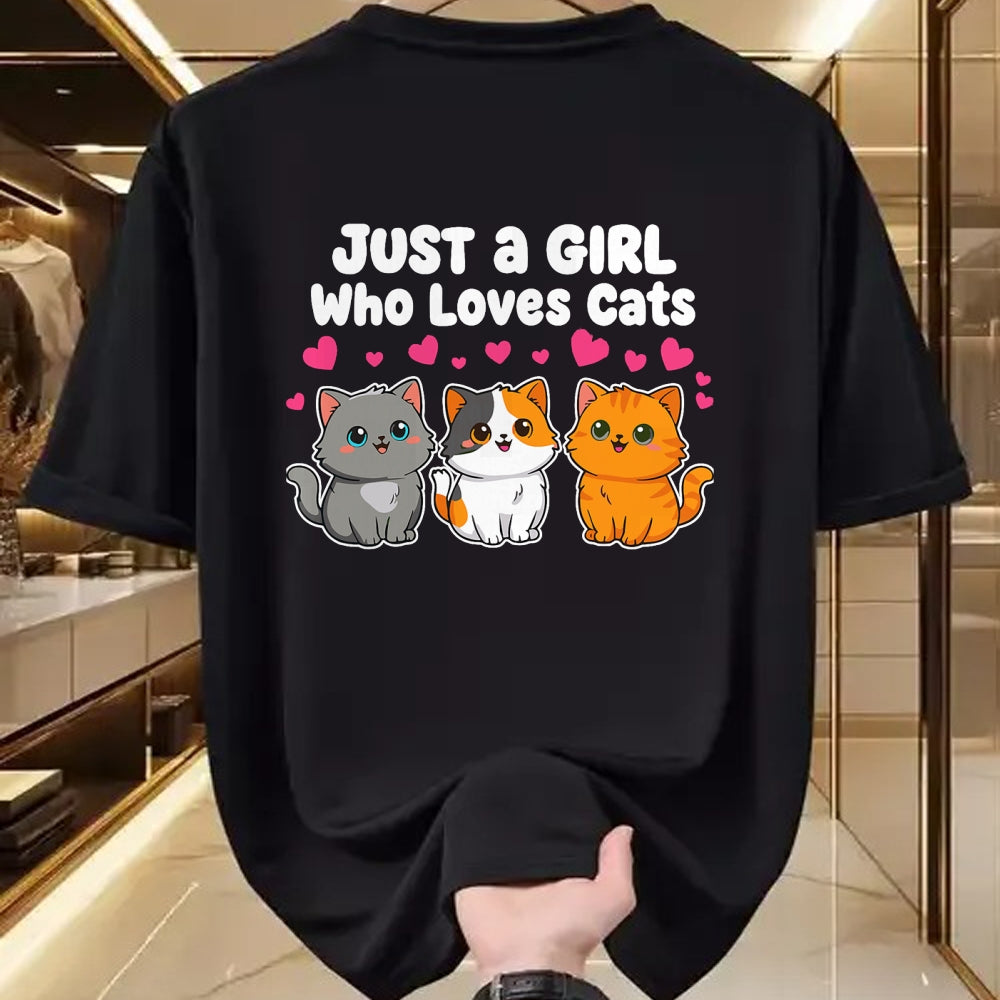 Cat Love Shirt, Funny Cat Lover Gift UnisexT-Shirt/Hoodie/Sweatshirt HLT00 - Just a Girl Who Loves Cats Cute Kittens T-Shirt