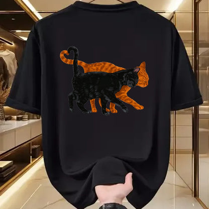 Cat Love Shirt, Funny Cat Lover Gift UnisexT-Shirt/Hoodie/Sweatshirt HLT00 - Black Cat Orange Cat Heart Tail Love T-Shirt