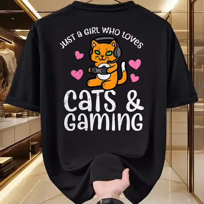 Cat Love Shirt, Funny Cat Lover Gift UnisexT-Shirt/Hoodie/Sweatshirt HLT00 - Just Girl Who Loves Cats Gaming Cute Gamer Women Girls Kids T-Shirt