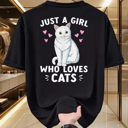 Cat Love Shirt, Funny Cat Lover Gift UnisexT-Shirt/Hoodie/Sweatshirt HLT00 - Just A Girl Who Loves Cats Cute Cat Lover Girls Women T-Shirt