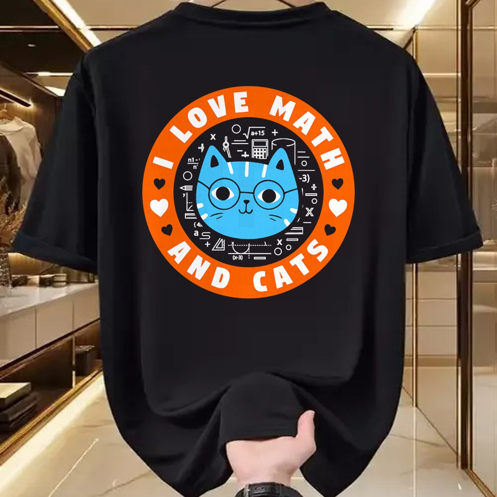 Cat Love Shirt, Funny Cat Lover Gift UnisexT-Shirt/Hoodie/Sweatshirt HLT00 - I Love Math and Cats Funny Cat Lover Math Teacher T-Shirt