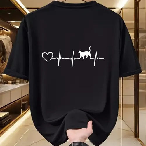 Cat Love Shirt, Funny Cat Lover Gift UnisexT-Shirt/Hoodie/Sweatshirt HLT00 - Cat Heartbeat Heart - Cat Puppy Cats Hearts Baby Cat Owner T-Shirt