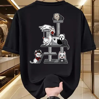 Cat Love Shirt, Funny Cat Lover Gift UnisexT-Shirt/Hoodie/Sweatshirt HLT00 - Funny Horror Movie Cats Playing On Cat Tree T-Shirt, Men, Black, XX-Large