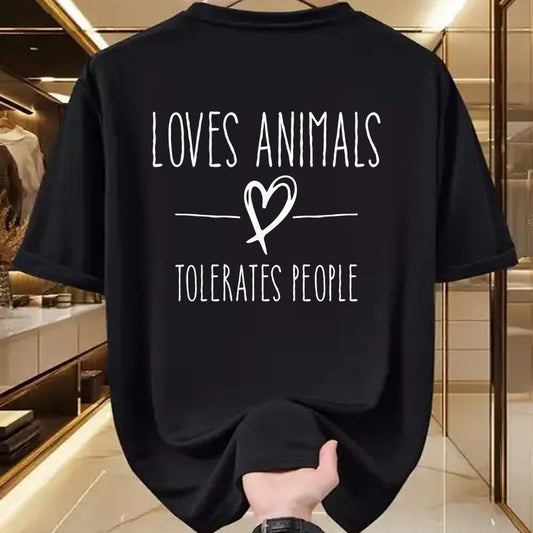 Cat Love Shirt, Funny Cat Lover Gift UnisexT-Shirt/Hoodie/Sweatshirt HLT00 - Loves Animals tolerates People Friends Cat Lover & Dog Love Long Sleeve T-Shirt