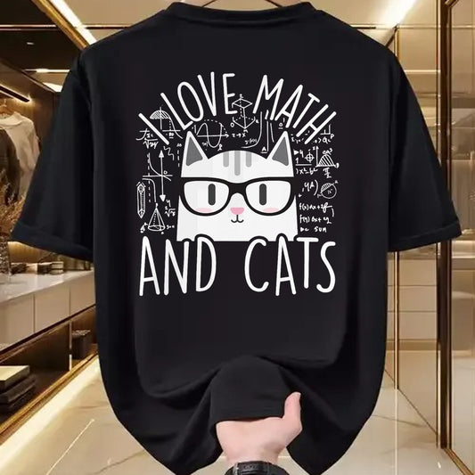 Cat Love Shirt, Funny Cat Lover Gift UnisexT-Shirt/Hoodie/Sweatshirt HLT00 - I Love Math and Cats Cute Kitty Cat Feline Lover Gift T-Shirt Small (1)