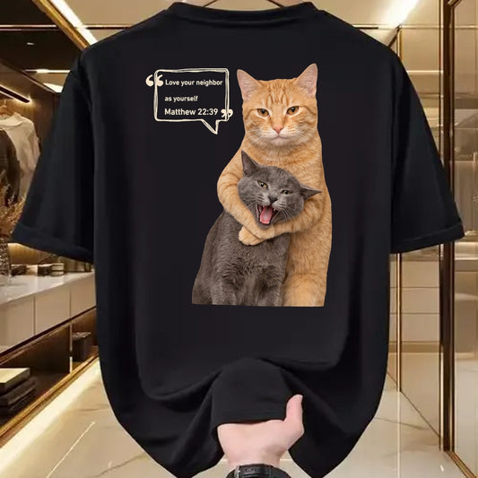 Cat Love Shirt, Funny Cat Lover Gift UnisexT-Shirt/Hoodie/Sweatshirt HLT00 - Love Your Neighbor As Yourself Funny Cat Meme Christian T-Shirt (1)