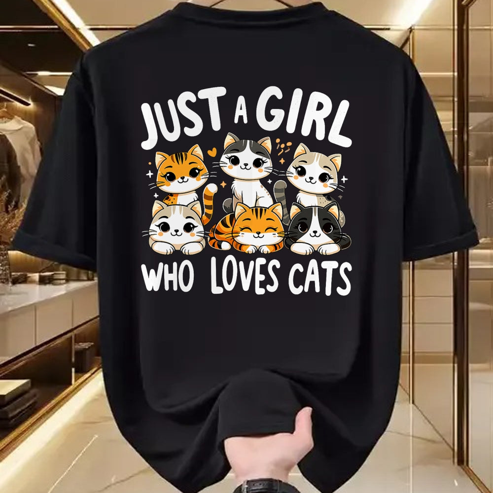 Cat Love Shirt, Funny Cat Lover Gift UnisexT-Shirt/Hoodie/Sweatshirt HLT00 - Cats Lover Just A Girl Who Loves Cat T-Shirt (1)